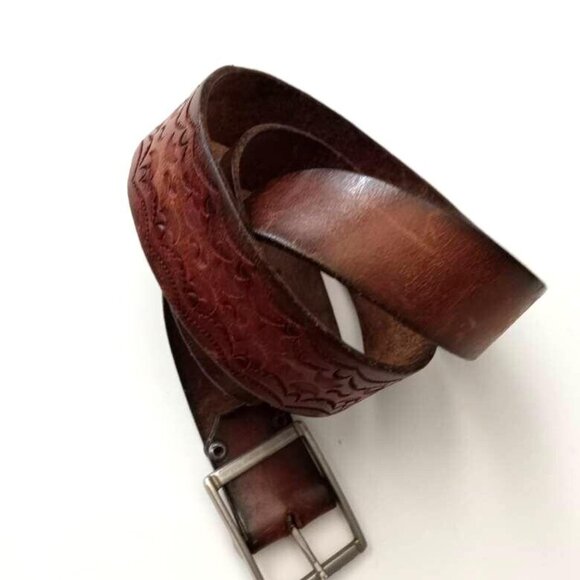 Vintage Handcrafted Leather Belt with Patterns Antique Menswear Office - Picture 6 of 10